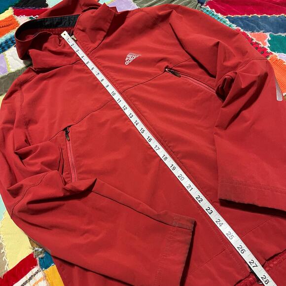 Adidas Hydrosuit Climaproof Hooded Full Zip Red Jacket Medium - Picture 4 of 6